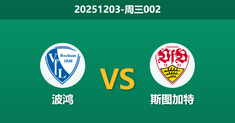 2025年12月3日 周三002 数据洞察：波鸿vs斯图加特，超高进球转化率背后的隐忧与杯赛轮换局