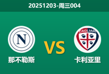 2025年12月3日 周三004 意杯前瞻：那不勒斯vs卡利亚里，伤病潮遇上杯赛轮换，谁能全身而退？-足球赛事前瞻 | AI 智能分析 | 足球数据解读 - 球小智