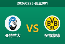 2026年2月25日 周三001 亚特兰大 vs 多特蒙德赛前分析：大黄蜂分心国家德比，真蓝黑主场能否逆转？-足球赛事前瞻 | AI 智能分析 | 足球数据解读 - 球小智