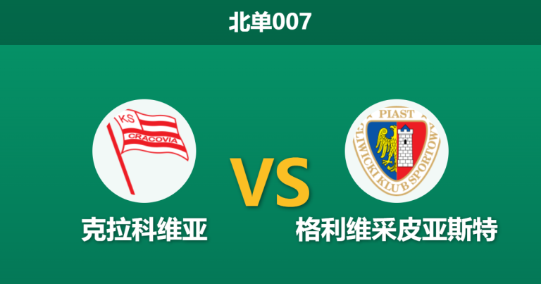 2026年2月27日 北单007 克拉科维亚 vs 格利维采皮亚斯特赛前分析：主队多名核心缺阵，主胜期待值是否被高估？