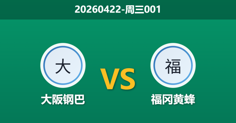 2026年4月22日 周三001 大阪钢巴 vs 福冈黄蜂赛前分析：主队锋线转化率低迷，让步数据下调是否暗藏冷门？