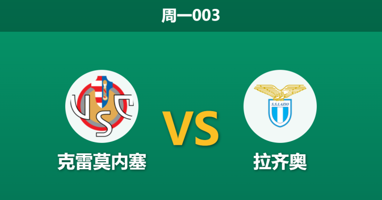 2026年5月4日 周一003 克雷莫内塞 vs 拉齐奥赛前分析：拉齐奥分心杯赛且伤兵满营，主队能否抢分保级？