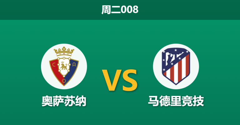 2026年5月12日 周二008 奥萨苏纳 vs 马德里竞技赛前分析：马竞遭遇伤病潮且欧冠出局，奥萨苏纳主场能否趁虚而入？