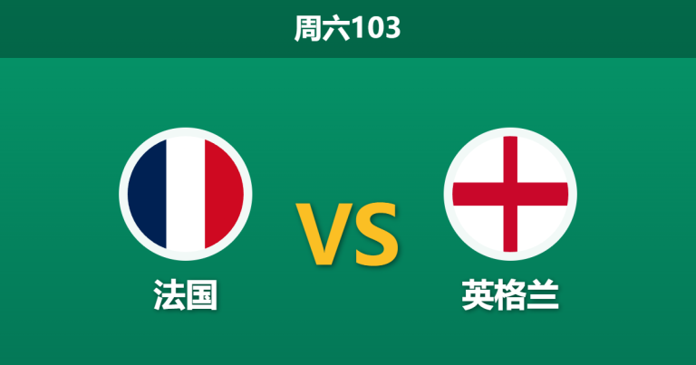 2026年7月18日 周六103 法国 vs 英格兰赛前分析：德尚告别战遭遇英格兰大轮换，高企的预期进球能否击穿让步？