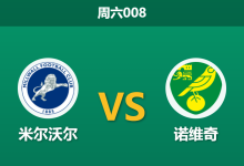 2026年8月22日 周六008 米尔沃尔 vs 诺维奇赛前分析:核心边锋阿齐兹伤缺,主胜数据是否被高估?-足球赛事前瞻 | AI 智能分析 | 足球数据解读 - 球小策